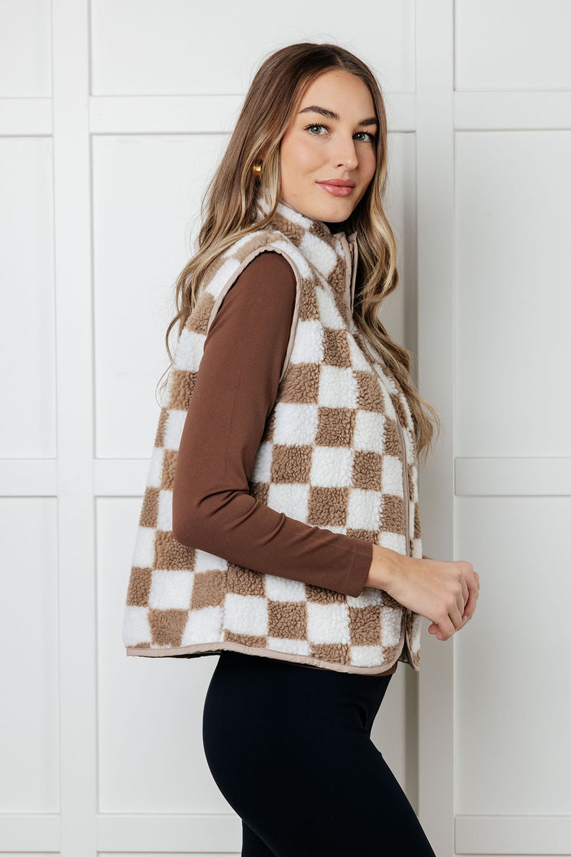 Hazel Blues® |  Check it Out Checkered Fleece Vest