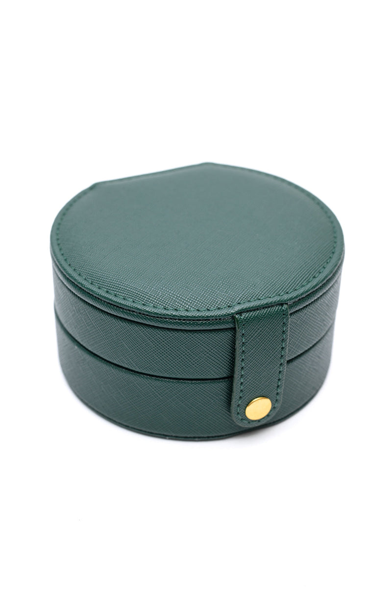 Hazel Blues® |  Circular Travel Jewelry Case in Green