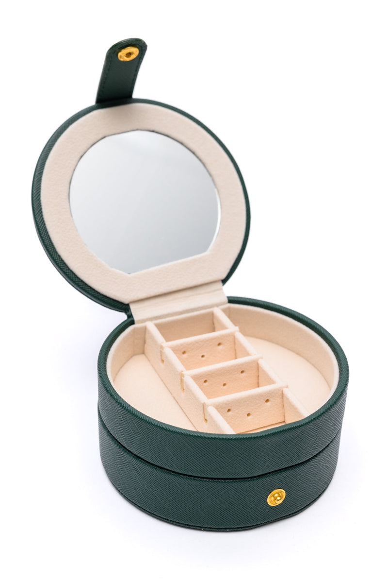 Hazel Blues® |  Circular Travel Jewelry Case in Green