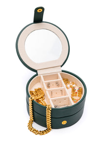 Hazel Blues® |  Circular Travel Jewelry Case in Green