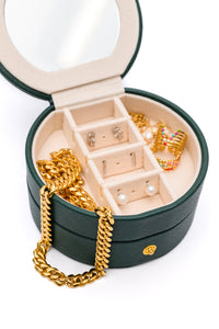 Hazel Blues® |  Circular Travel Jewelry Case in Green