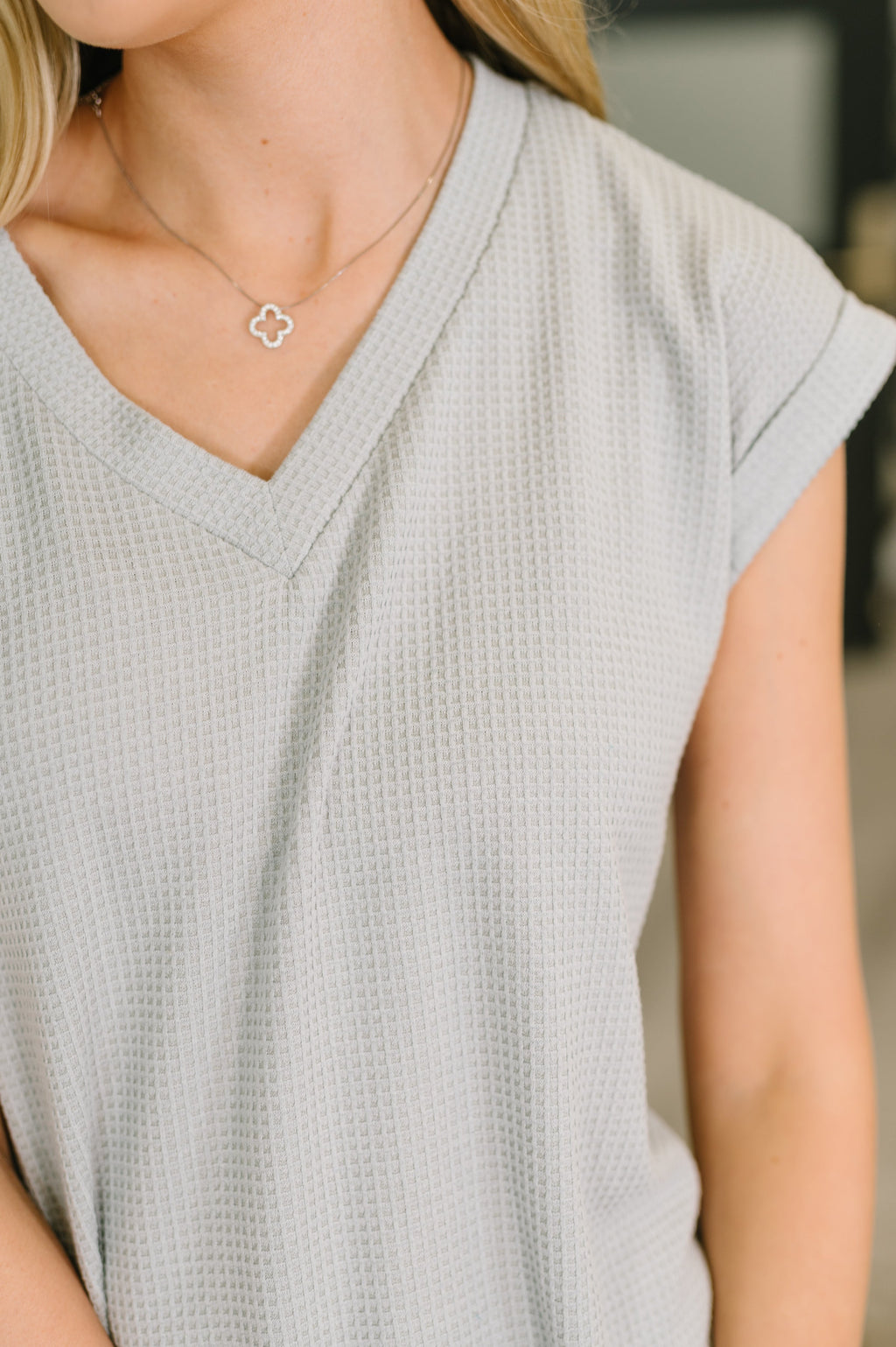 Hazel Blues® |  Classic Timeless V-Neck Tee in Pearl Grey