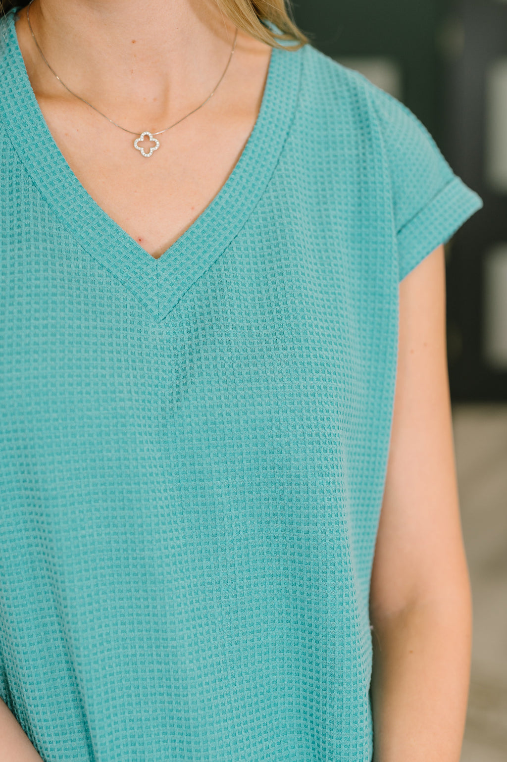 Hazel Blues® |  Classic Timeless V-Neck Tee in Teal