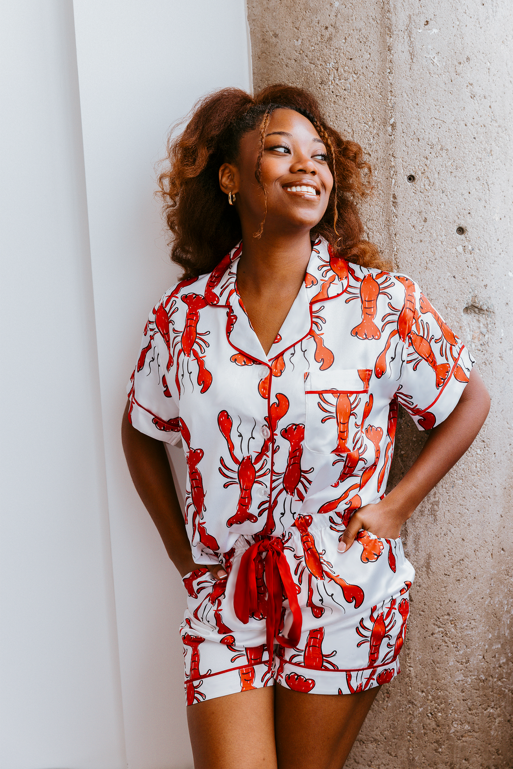Coastal Crustacean Satin Pajama Set