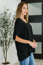 Hazel Blues® |  Coastal Ease V-Neck Top in Black