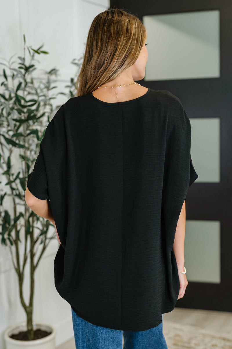 Hazel Blues® |  Coastal Ease V-Neck Top in Black