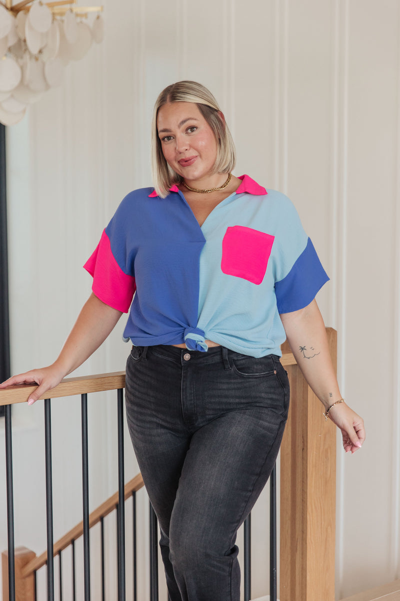 Hazel Blues® |  Color Me Cool Color Block Top