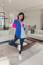 Hazel Blues® |  Color Me Cool Color Block Top