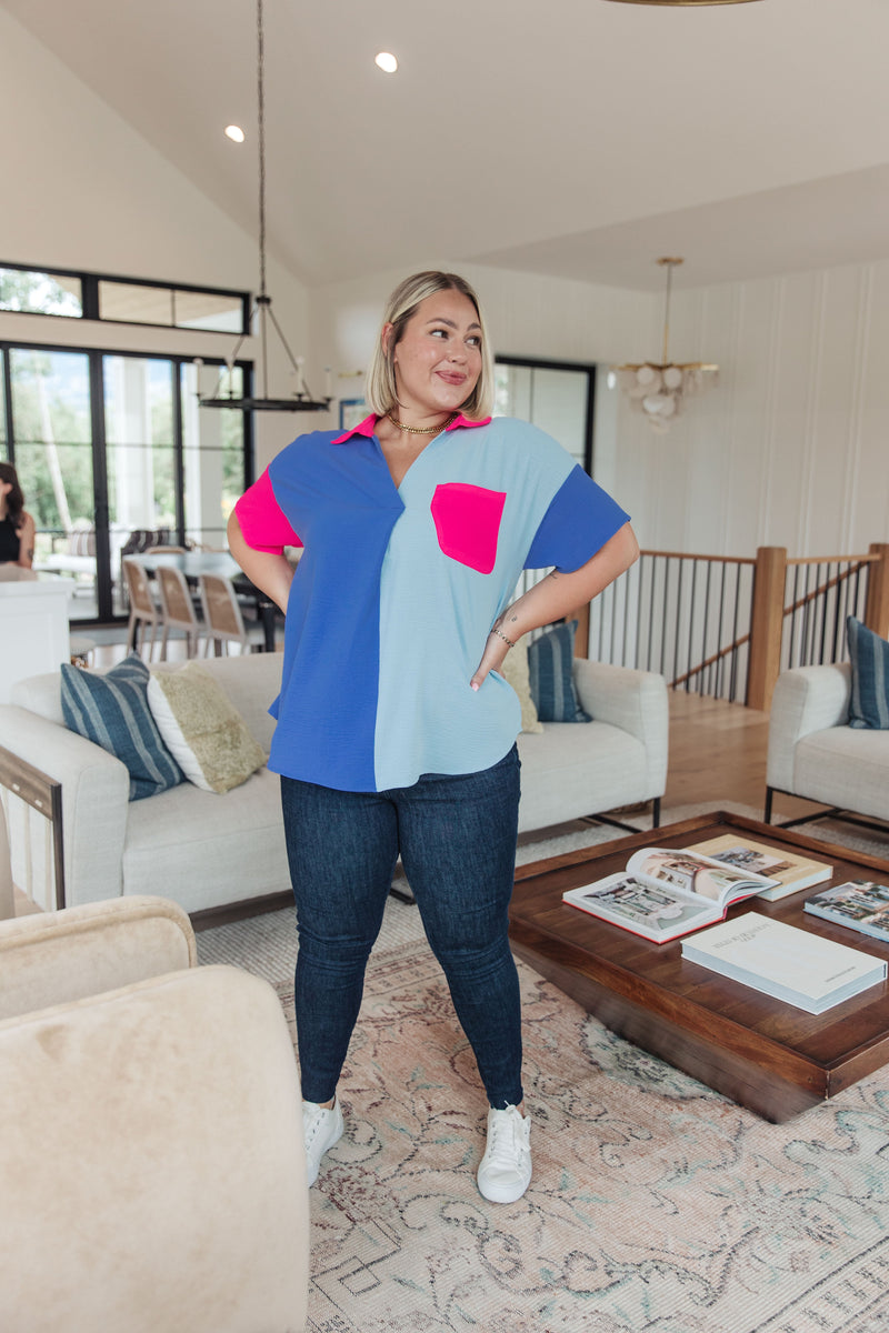 Hazel Blues® |  Color Me Cool Color Block Top