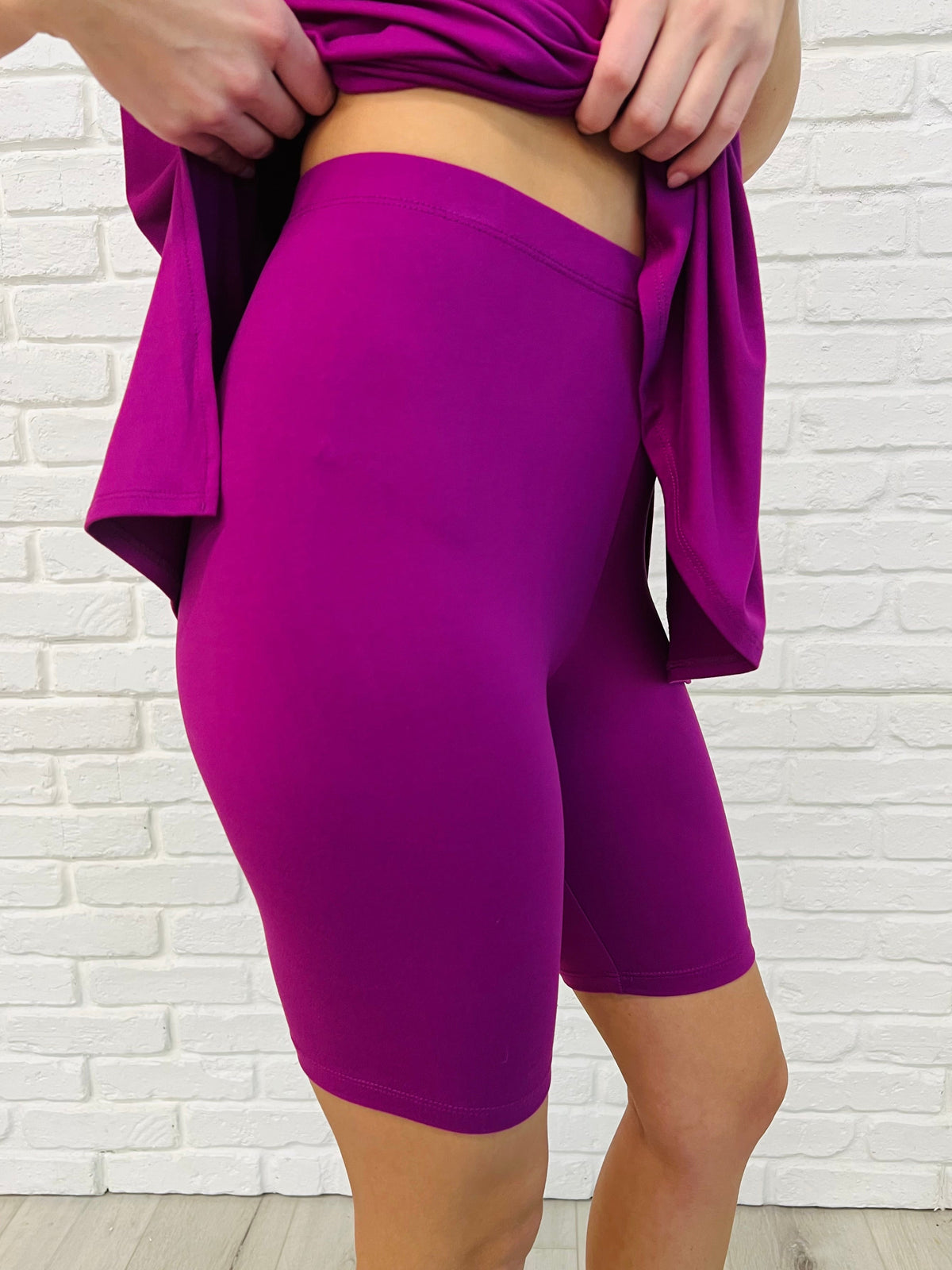 Hazel Blues® |  Comfy Cruising Top and Biker Shorts Set in Lt Plum