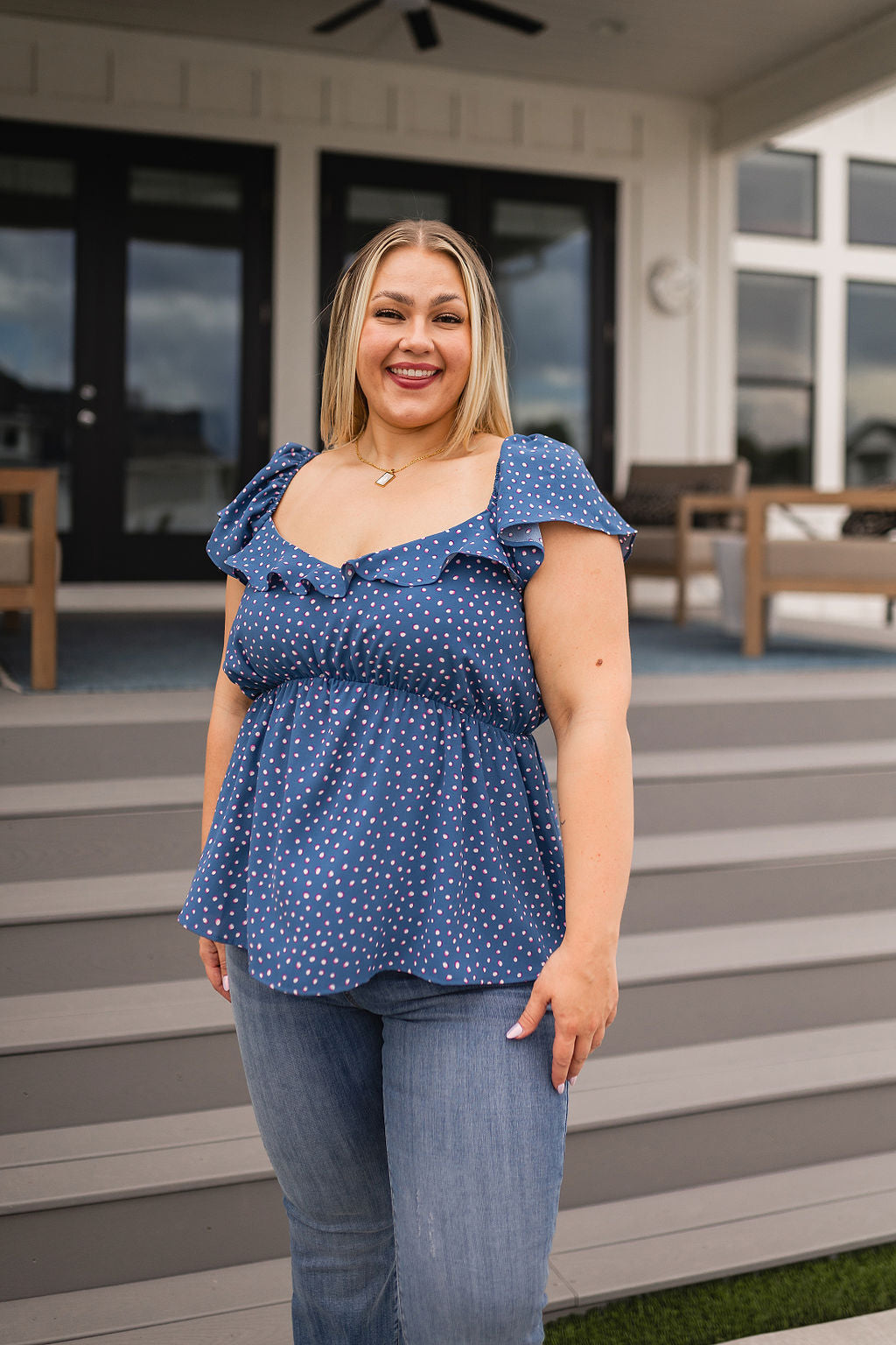 Hazel Blues® |  Connect the Dots Peplum Blouse