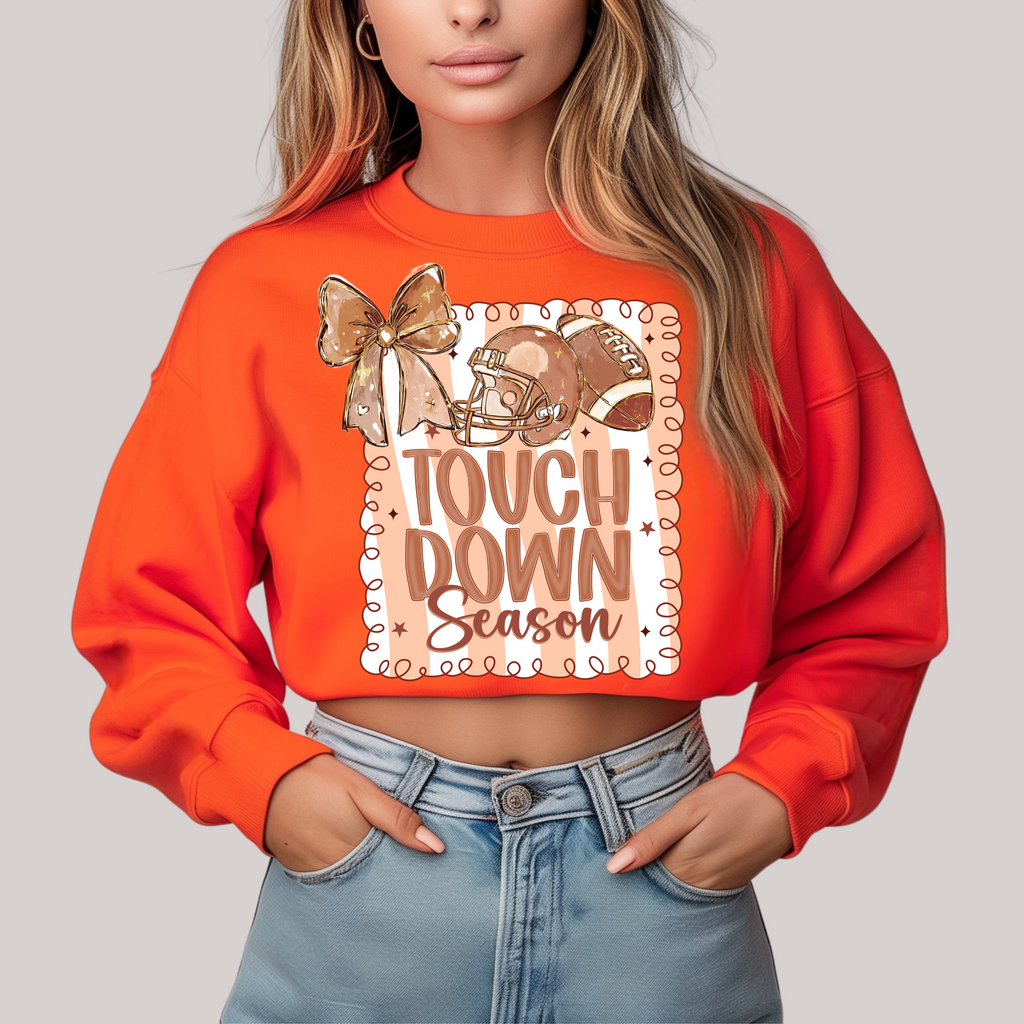 Hazel Blues® |  Coquette Touchdown Season in Orange Sweatshirt