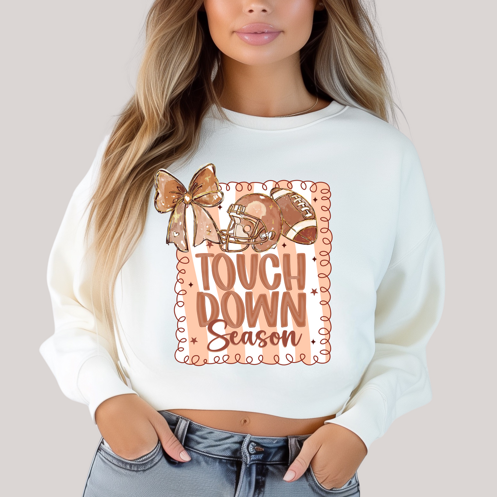 Hazel Blues® |  Coquette Touchdown Season in White Sweatshirt