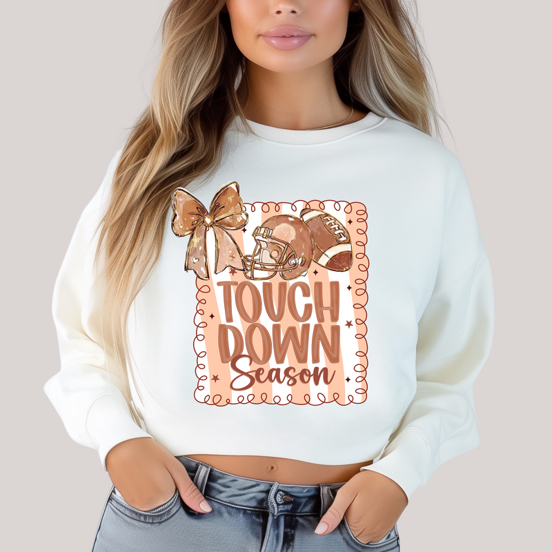 Hazel Blues® |  Coquette Touchdown Season in White Sweatshirt
