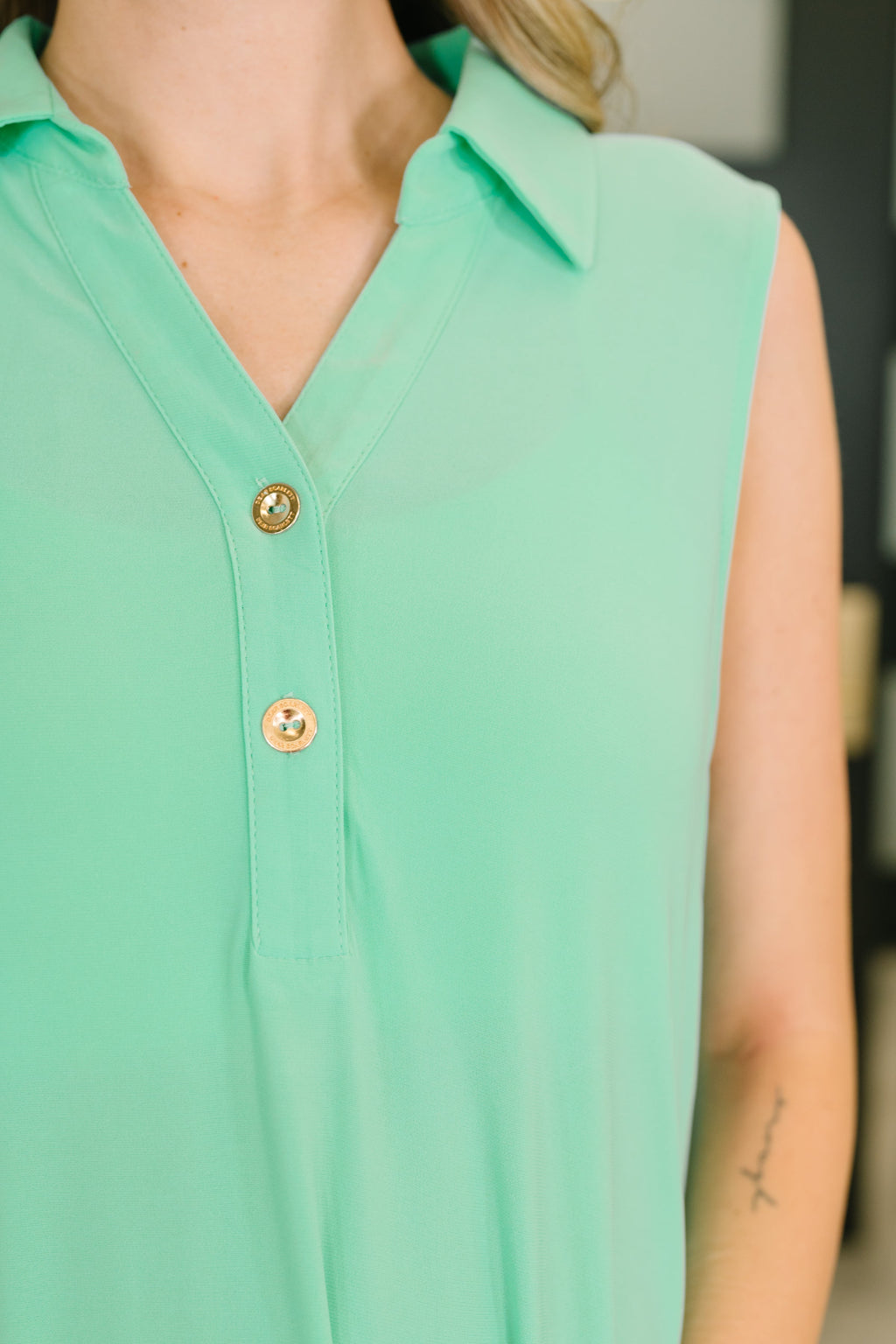 Hazel Blues® |  Coral Sands Collared Tank Dress in Aqua Mint