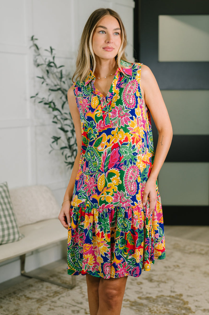 Coral Sands Collared Tank Dress in Floral Paisley – Hazel Blues®