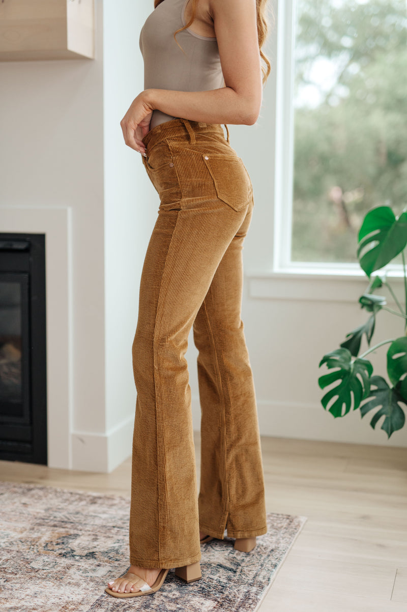 Hazel Blues® |  Cordelia Bootcut Corduroy Pants in Camel