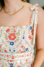 Hazel Blues® |  Country Crush Adjustable Strap Dress in Cream and Red