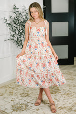 Hazel Blues® |  Country Crush Adjustable Strap Dress in Cream and Red