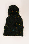 Cover Your Ears Pom Pom Beanie in Black