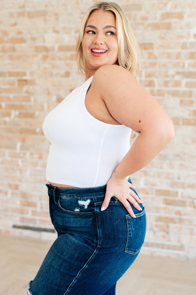 Hazel Blues® |  Cream of the Crop Rib Knit Tank Top in White