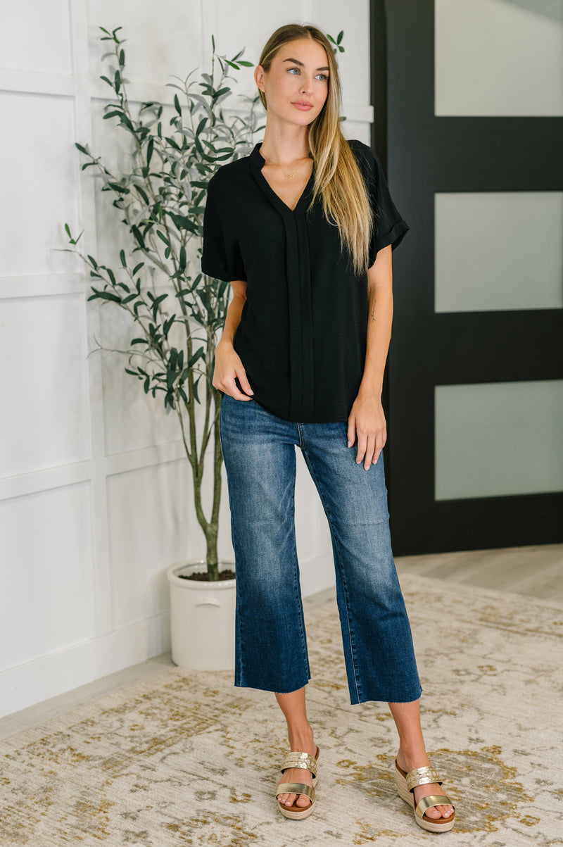 Hazel Blues® |  PREORDER: Crinkle Wove V-Neck Blouse in Four Colors