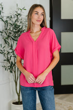 Hazel Blues® |  PREORDER: Crinkle Wove V-Neck Blouse in Four Colors