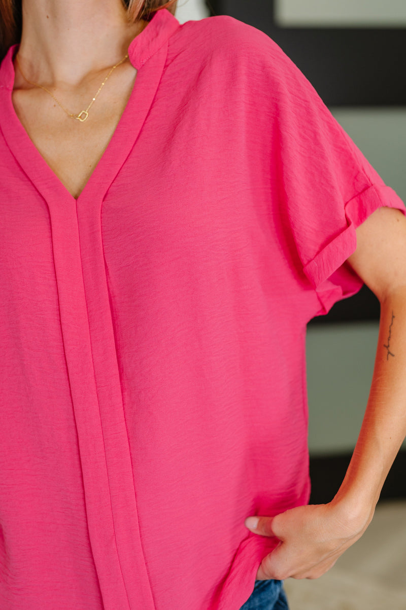 Hazel Blues® |  PREORDER: Crinkle Wove V-Neck Blouse in Four Colors