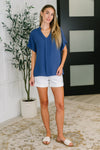 Hazel Blues® |  PREORDER: Crinkle Wove V-Neck Blouse in Four Colors