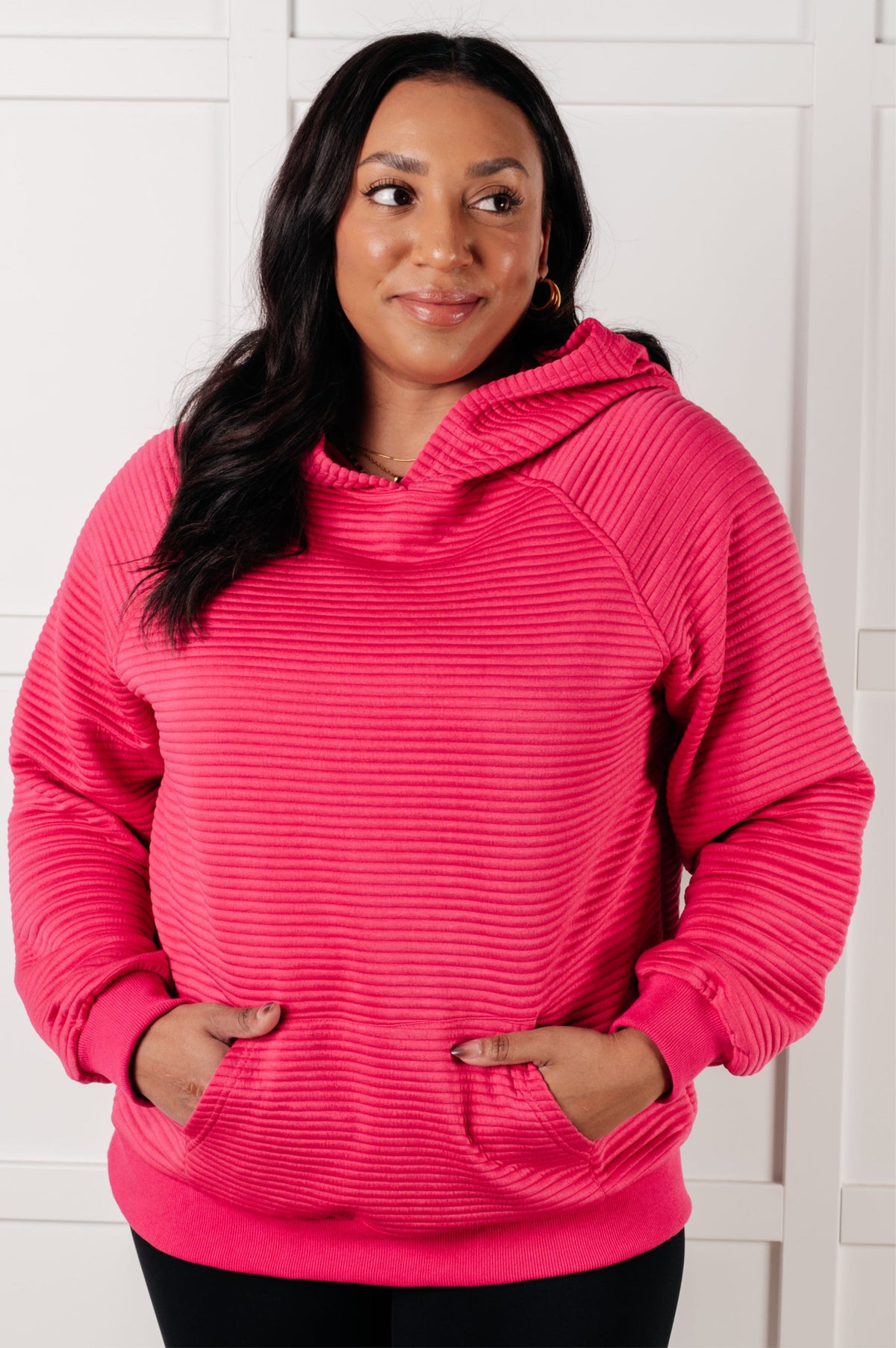 Hazel Blues® |  Crosswalk Textured Hoodie in Rose