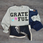 Hazel Blues® |  Grateful Smile Chenille Patch Sweatshirt
