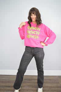 Hazel Blues® |  Grinchy Grinchy Grinchy Faux Sequin Graphic Sweatshirt