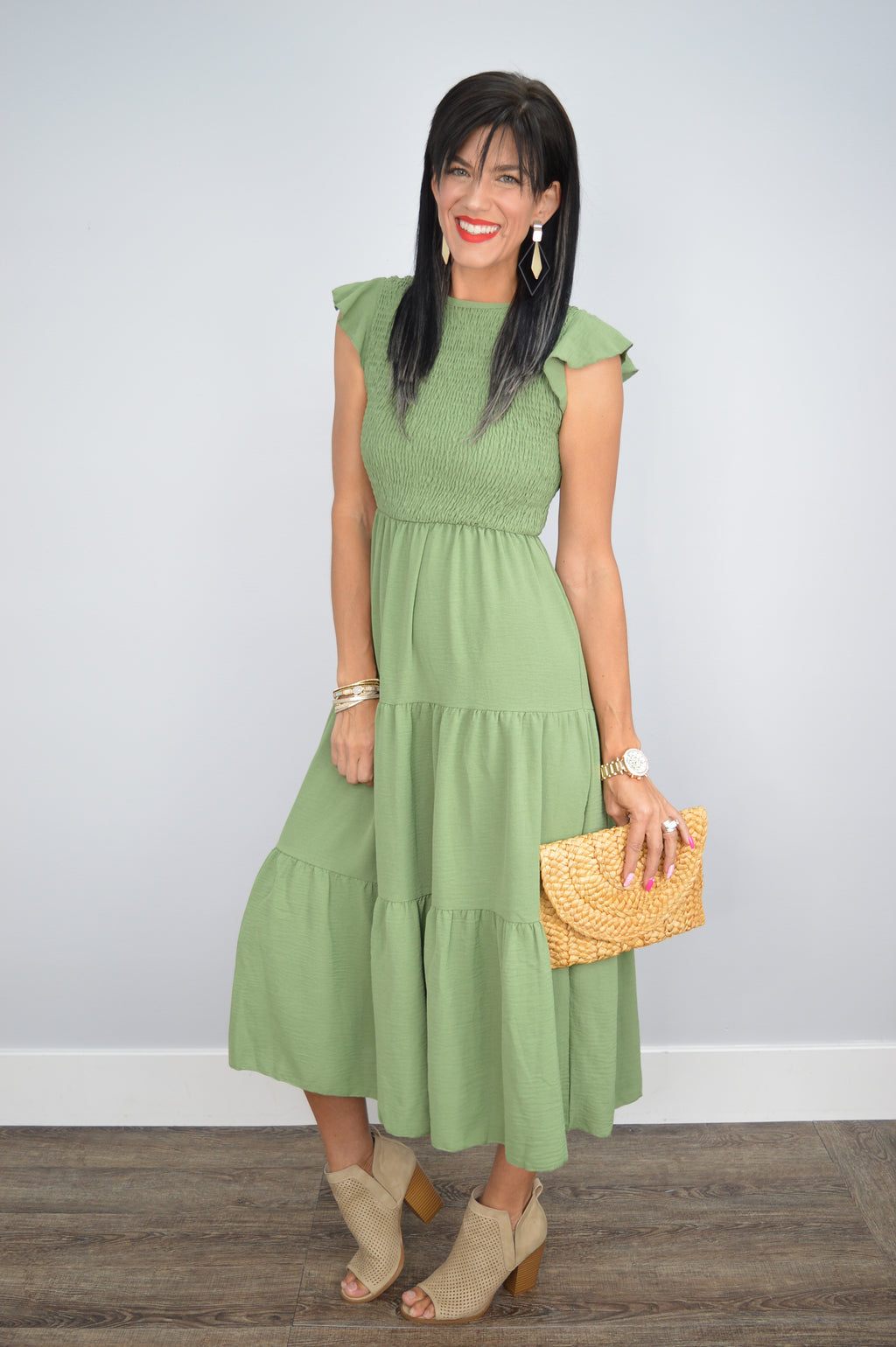 Hazel Blues® |  Cityscape Smocked Midi