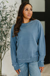 Hazel Blues® |  Daily Ease Mineral Wash Pullover in Dusty Blue