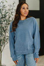 Hazel Blues® |  Daily Ease Mineral Wash Pullover in Dusty Blue