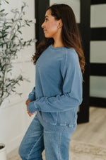 Hazel Blues® |  Daily Ease Mineral Wash Pullover in Dusty Blue