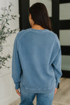 Hazel Blues® |  Daily Ease Mineral Wash Pullover in Dusty Blue