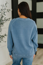 Hazel Blues® |  Daily Ease Mineral Wash Pullover in Dusty Blue