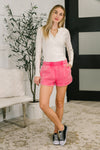 Daily Routine  Mineral Wash Shorts in Fuchsia