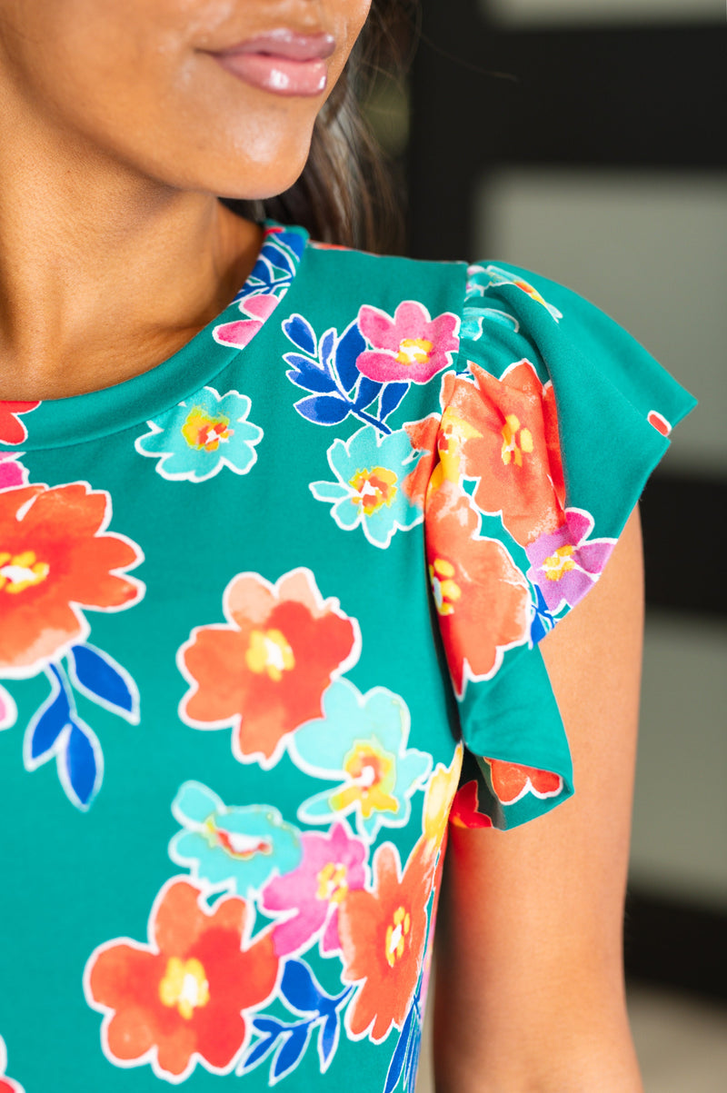 Hazel Blues® |  Daisy Me Rollin' Flutter Sleeve Dress