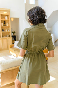 Hazel Blues® |  Darla Button Up Collared Dress in Olive