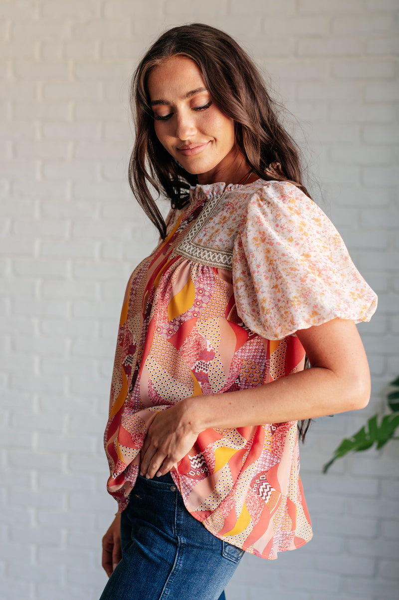 Hazel Blues® |  Day Dreamer Mixed Floral Top in Mauve