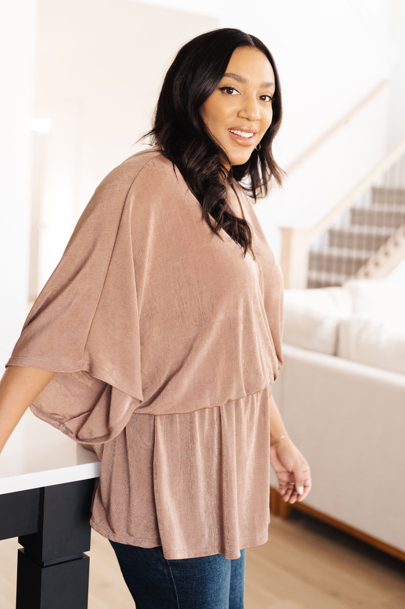 Hazel Blues® |  Dazzlingly Draped V-Neck Blouse