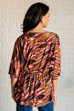 Hazel Blues® |  Dearest Dreamer Peplum Top in Abstract Mocha