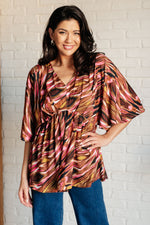 Hazel Blues® |  Dearest Dreamer Peplum Top in Abstract Mocha