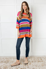 Hazel Blues® |  Deep Thoughts Striped Loose Knit Top
