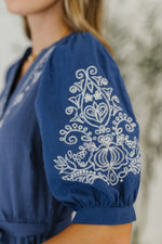 Hazel Blues® |  Delicate Devotion Puff Sleeve Dress in Blue