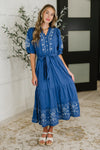 Hazel Blues® |  Delicate Devotion Puff Sleeve Dress in Blue