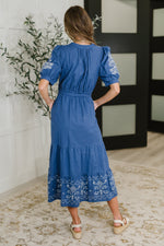 Hazel Blues® |  Delicate Devotion Puff Sleeve Dress in Blue