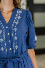 Hazel Blues® |  Delicate Devotion Puff Sleeve Dress in Blue